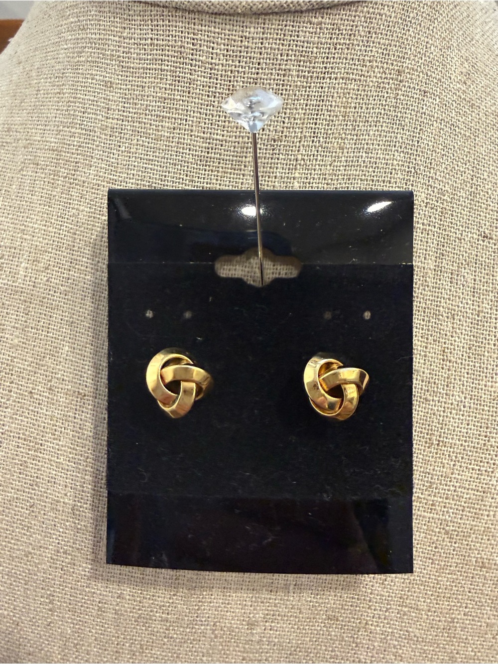 Vintage Monet Gold Tone Interlocking Knot Stud Earrings